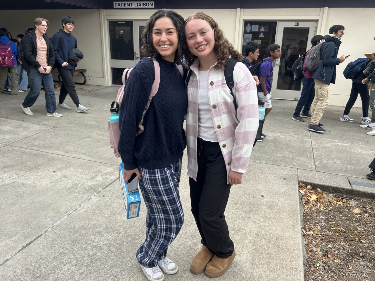 Karina Badger ’26 (left) and Rylee Hutchinson ’26 (right) rock their favorite flannels and plaid for day four of Spirit Week.